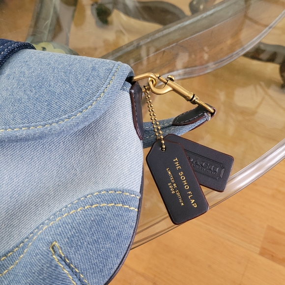 Coach Two-Tone Denim Crossbody Bag with Gold Buckle - Picture 6 of 6